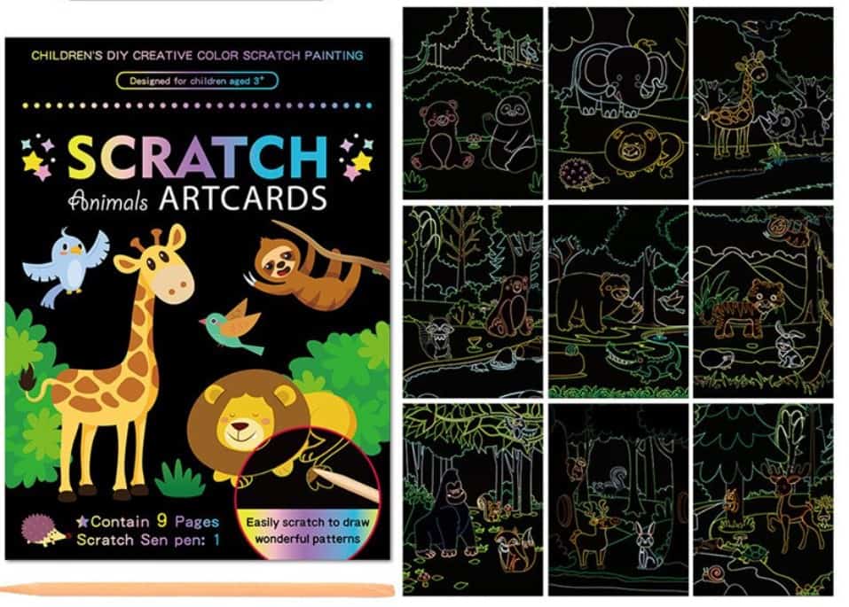 ArtCards, 20-delni komplet pisanih praskank z motivom kopenskih in morskih živali - Image 7
