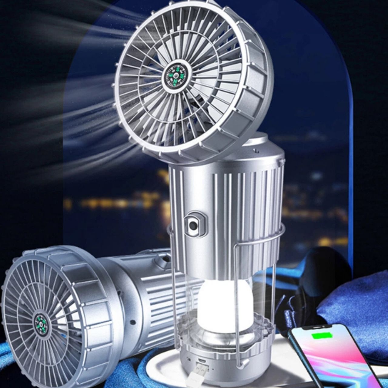 Fan, večnamenska 5 v 1 solarna LED svetilka z ventilatorjem - Image 7