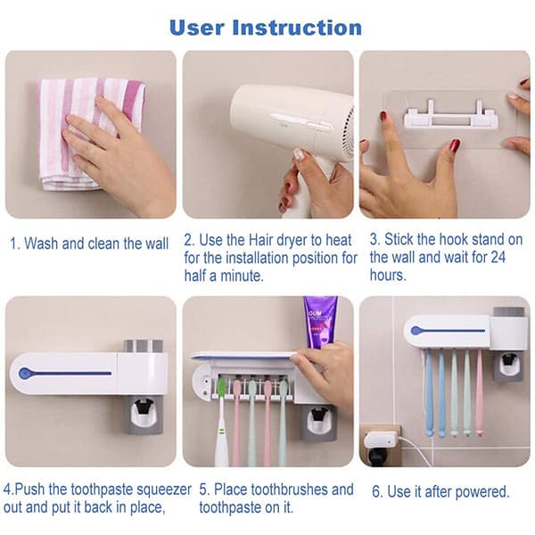 HygieneStar, 3v1 UV sterilizator, stojalo za zobne ščetke in dozirnik zobne paste - Image 9