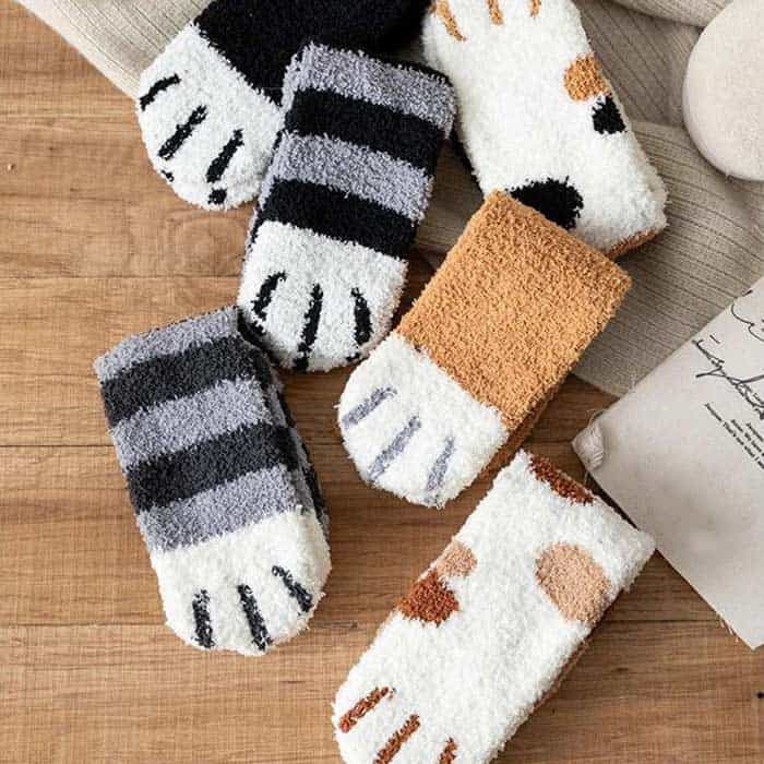 PawSocks, tople nogavice z motivi mačjih ali pasjih tačk (3 pari) - Image 2