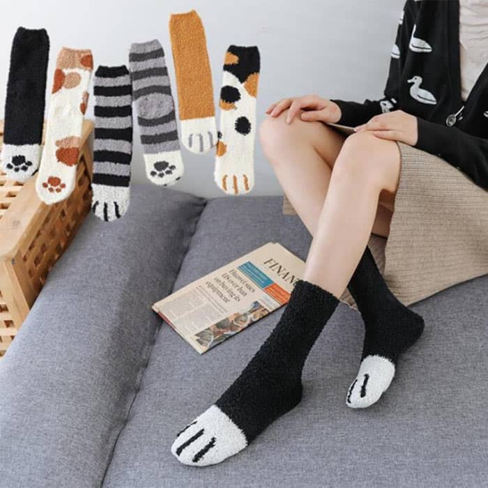 PawSocks, tople nogavice z motivi mačjih ali pasjih tačk (3 pari) - Image 7