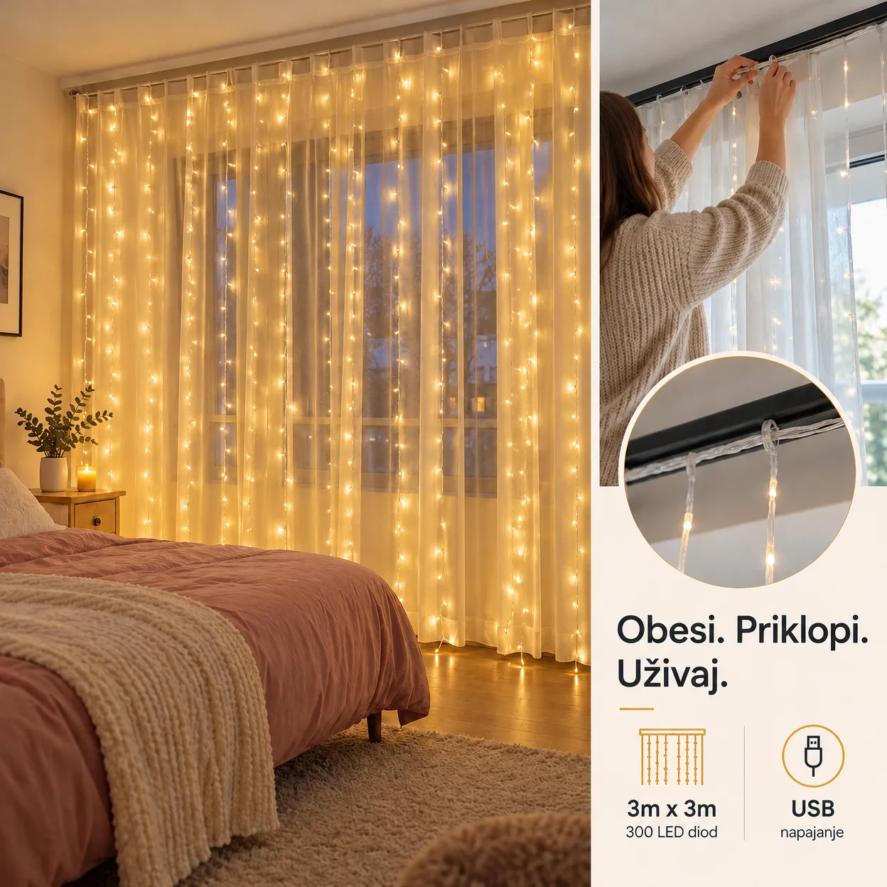 CurtainLED, zavesa s 300 LED lučmi (3x3m) - Image 6