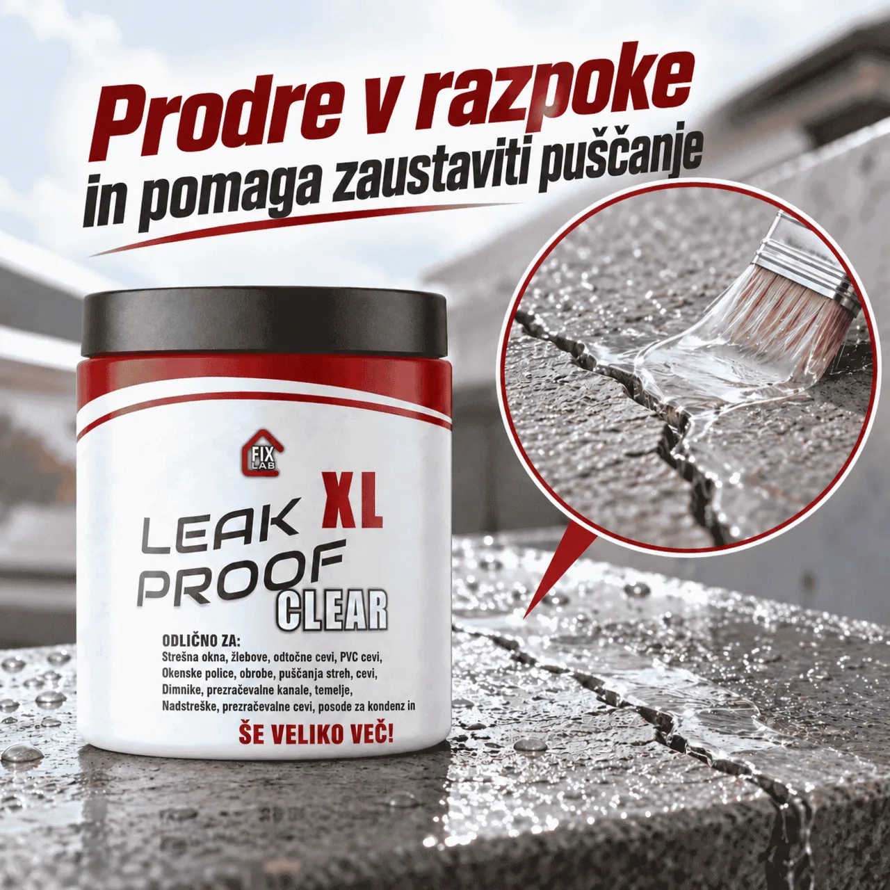 Prodre v razpoke in pomaga zaustaviti puščanje