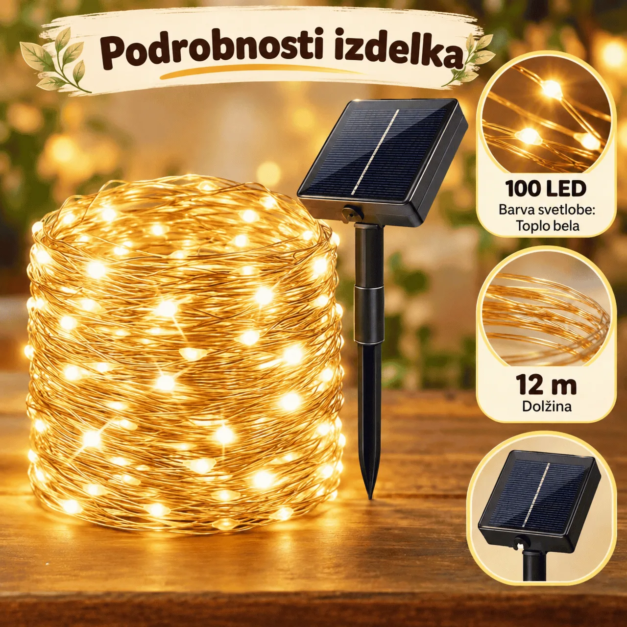 Solarna LED svetlobna veriga (12 m), YardLights - Image 3