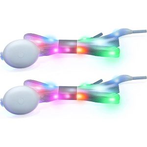LedLaces, svetleče vezalke – bele s pisanimi led lučkami