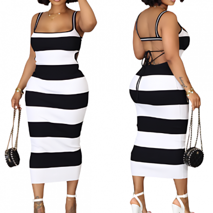 Črno-bela črtasta obleka, STRIPDRESS