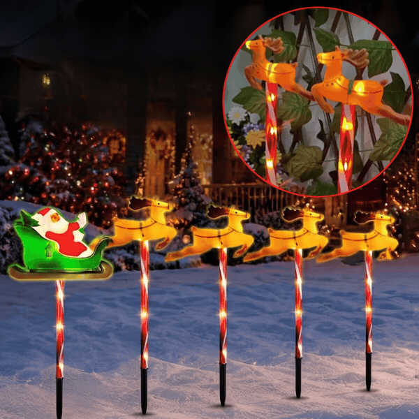 Božična vrtna dekoracija Božiček z jelenčki, ReinDeers